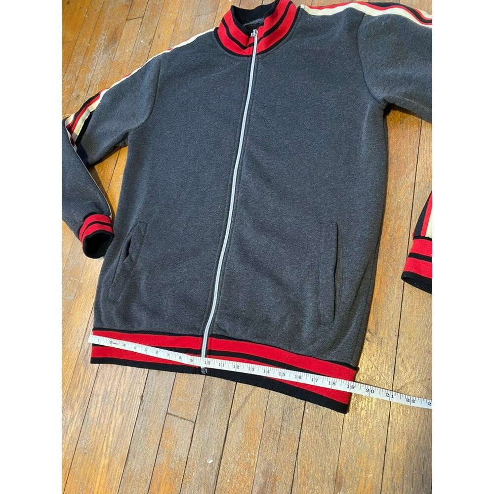 Gray & Red Seven Souls Striped Full Zip Sweatshirt | Track Jacket - (Size L) - Picture 5 of 9